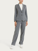 Blazer gessato con due bottoni in Eco Jacquard Neri Donna - Ragno