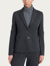 Blazer gessato con due bottoni in Eco Jacquard Neri Donna - Ragno