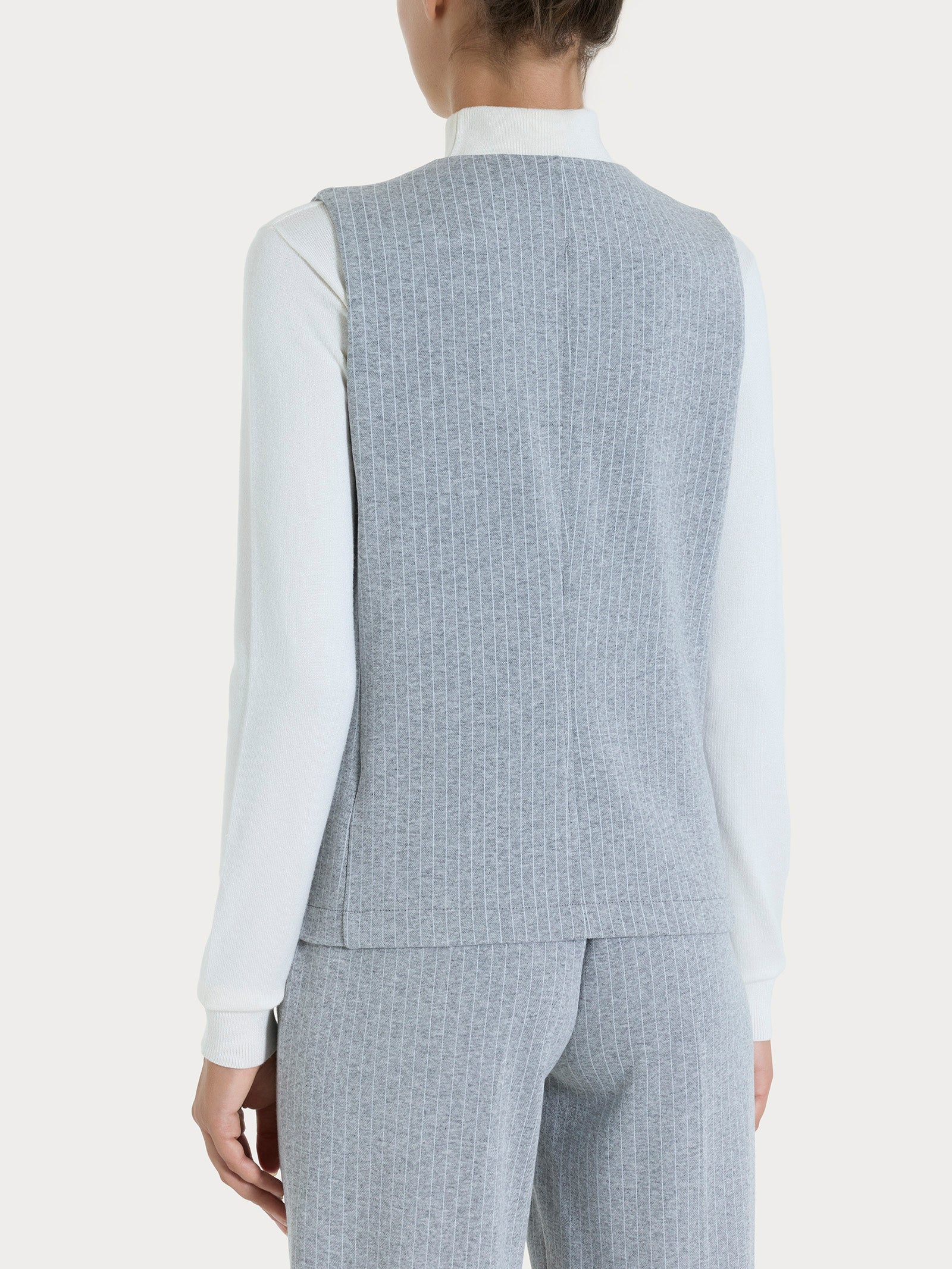 Gilet gessato con quattro bottoni in Eco Jacquard Neri Donna - Ragno