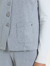 Gilet gessato con quattro bottoni in Eco Jacquard Neri Donna - Ragno