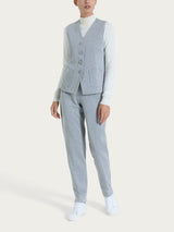 Gilet gessato con quattro bottoni in Eco Jacquard Neri Donna - Ragno