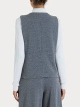 Gilet gessato con quattro bottoni in Eco Jacquard Neri Donna - Ragno