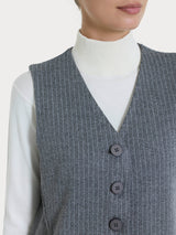 Gilet gessato con quattro bottoni in Eco Jacquard Neri Donna - Ragno