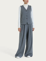 Gilet gessato con quattro bottoni in Eco Jacquard Neri Donna - Ragno