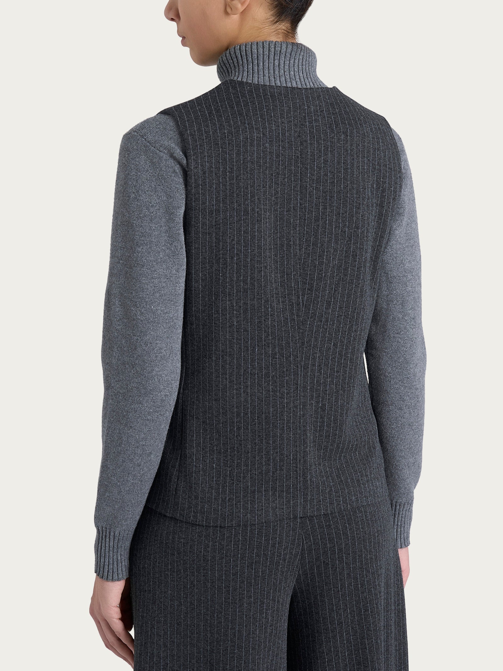 Gilet gessato con quattro bottoni in Eco Jacquard Neri Donna - Ragno