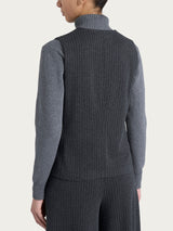 Gilet gessato con quattro bottoni in Eco Jacquard Neri Donna - Ragno