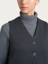 Gilet gessato con quattro bottoni in Eco Jacquard Neri Donna - Ragno