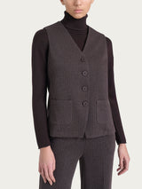 Gilet gessato con quattro bottoni in Eco Jacquard Marroni Donna - Ragno