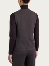 Gilet gessato con quattro bottoni in Eco Jacquard Marroni Donna - Ragno