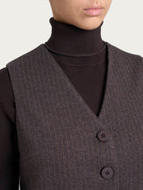 Gilet gessato con quattro bottoni in Eco Jacquard Marroni Donna - Ragno