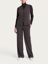 Gilet gessato con quattro bottoni in Eco Jacquard Marroni Donna - Ragno