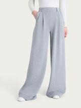 Pantalone gessato a palazzo con tasche e pinces in Eco Jacquard Neri Donna - Ragno