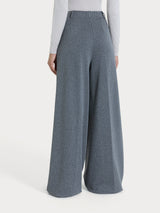 Pantalone gessato a palazzo con tasche e pinces in Eco Jacquard Neri Donna - Ragno