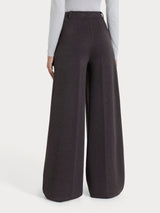 Pantalone gessato a palazzo con tasche e pinces in Eco Jacquard Marroni Donna - Ragno