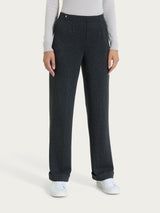 Pantalone gessato ampio con tasche in Eco Jacquard Neri Donna - Ragno