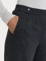 Pantalone gessato ampio con tasche in Eco Jacquard Neri Donna - Ragno