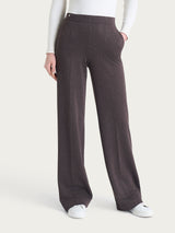 Pantalone gessato ampio con tasche in Eco Jacquard Marroni Donna - Ragno