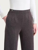 Pantalone gessato ampio con tasche in Eco Jacquard Marroni Donna - Ragno