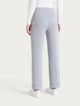 Pantalone gessato dritto con tasche in Eco Jacquard Neri Donna - Ragno