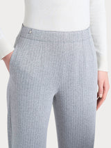 Pantalone gessato dritto con tasche in Eco Jacquard Neri Donna - Ragno