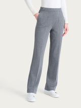 Pantalone gessato dritto con tasche in Eco Jacquard Neri Donna - Ragno