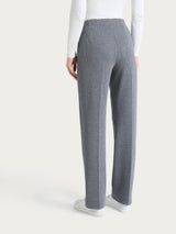 Pantalone gessato dritto con tasche in Eco Jacquard Neri Donna - Ragno