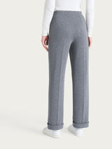 Pantalone gessato dritto con tasche in Eco Jacquard Neri Donna - Ragno