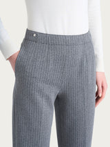 Pantalone gessato dritto con tasche in Eco Jacquard Neri Donna - Ragno