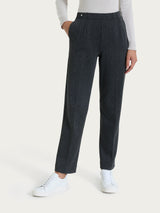 Pantalone gessato dritto con tasche in Eco Jacquard Neri Donna - Ragno