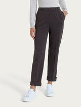 Pantalone gessato dritto con tasche in Eco Jacquard Marroni Donna - Ragno