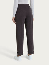 Pantalone gessato dritto con tasche in Eco Jacquard Marroni Donna - Ragno