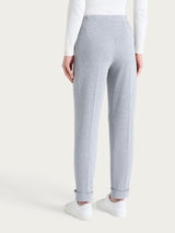 Pantalone gessato a sigaretta con spacchetti in Eco Jacquard Neri Donna - Ragno