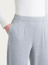 Pantalone gessato a sigaretta con spacchetti in Eco Jacquard Neri Donna - Ragno