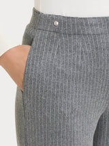 Pantalone gessato a sigaretta con spacchetti in Eco Jacquard Neri Donna - Ragno