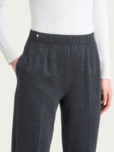 Pantalone gessato a sigaretta con spacchetti in Eco Jacquard Neri Donna - Ragno