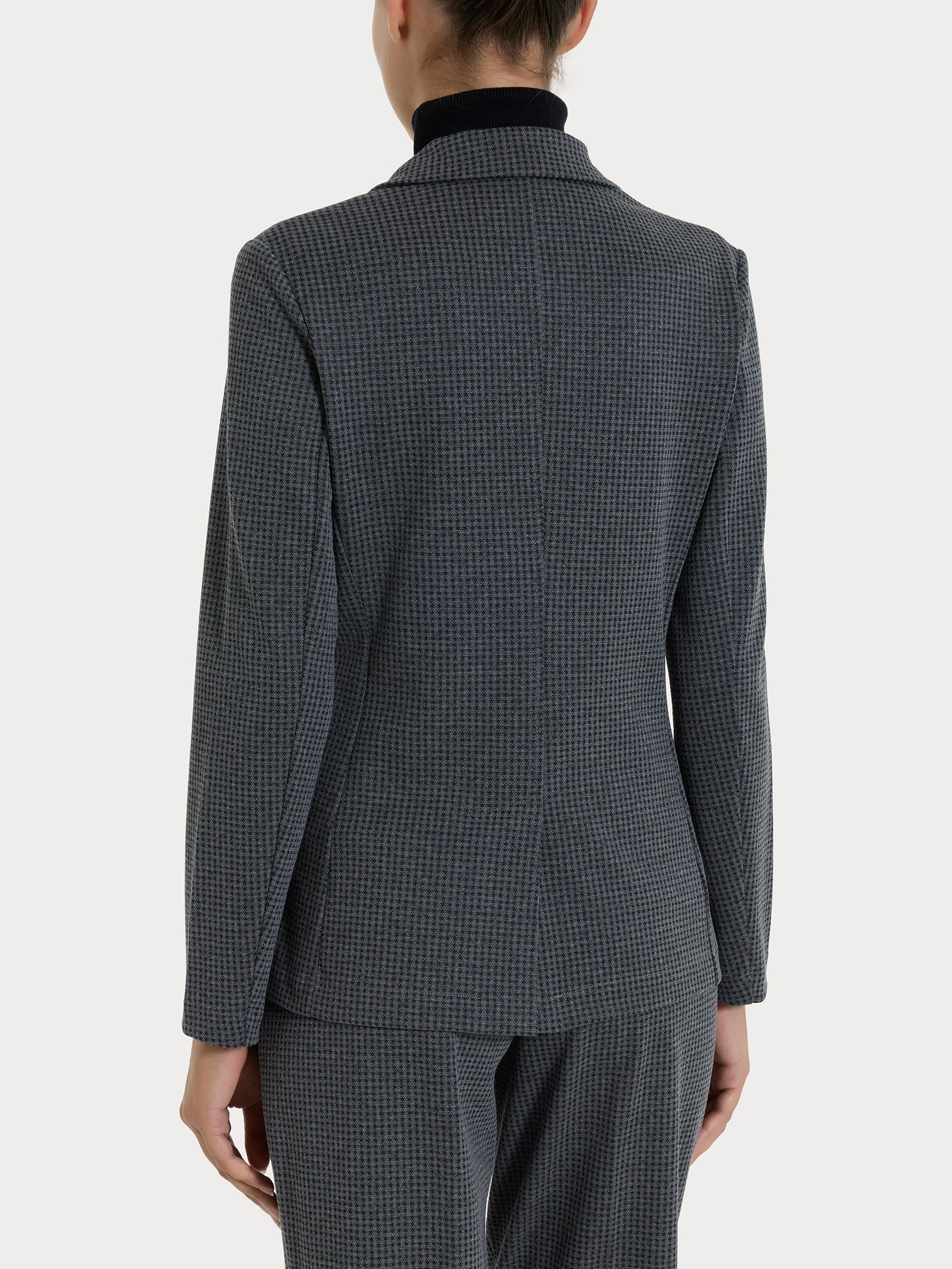 Blazer con due bottoni e micro check in Eco Jacquard Neri Donna - Ragno