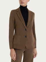 Blazer con due bottoni e micro check in Eco Jacquard Marroni Donna - Ragno