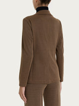 Blazer con due bottoni e micro check in Eco Jacquard Marroni Donna - Ragno