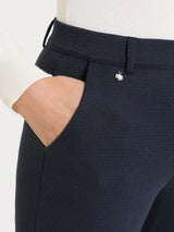 Pantalone chino slim con tasche e micro check in Eco Jacquard Blu Donna - Ragno