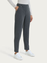 Pantalone chino slim con tasche e micro check in Eco Jacquard Neri Donna - Ragno