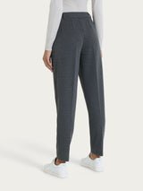 Pantalone chino slim con tasche e micro check in Eco Jacquard Neri Donna - Ragno