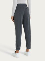 Pantalone chino slim con tasche e micro check in Eco Jacquard Neri Donna - Ragno