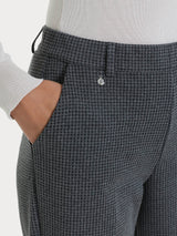 Pantalone chino slim con tasche e micro check in Eco Jacquard Neri Donna - Ragno