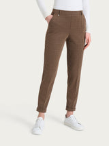 Pantalone chino slim con tasche e micro check in Eco Jacquard Marroni Donna - Ragno
