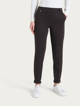 Pantalone chino slim con tasche e micro check in Eco Jacquard Marroni Donna - Ragno