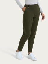 Pantalone chino slim con tasche e micro check in Eco Jacquard Verdi Donna - Ragno