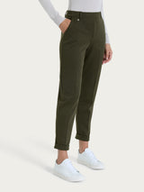 Pantalone chino slim con tasche e micro check in Eco Jacquard Verdi Donna - Ragno