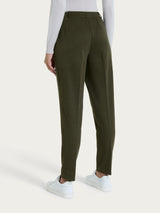 Pantalone chino slim con tasche e micro check in Eco Jacquard Verdi Donna - Ragno