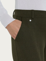 Pantalone chino slim con tasche e micro check in Eco Jacquard Verdi Donna - Ragno