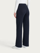 Pantalone ampio con tasche e micro check in Eco Jacquard Blu Donna - Ragno